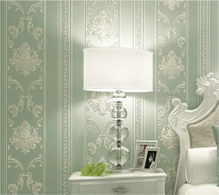 Maisons de luxe modernes décor du papier peint damasque rayé européen pour les murs chambre salon en relief en papier peint beige gris rolls4068781