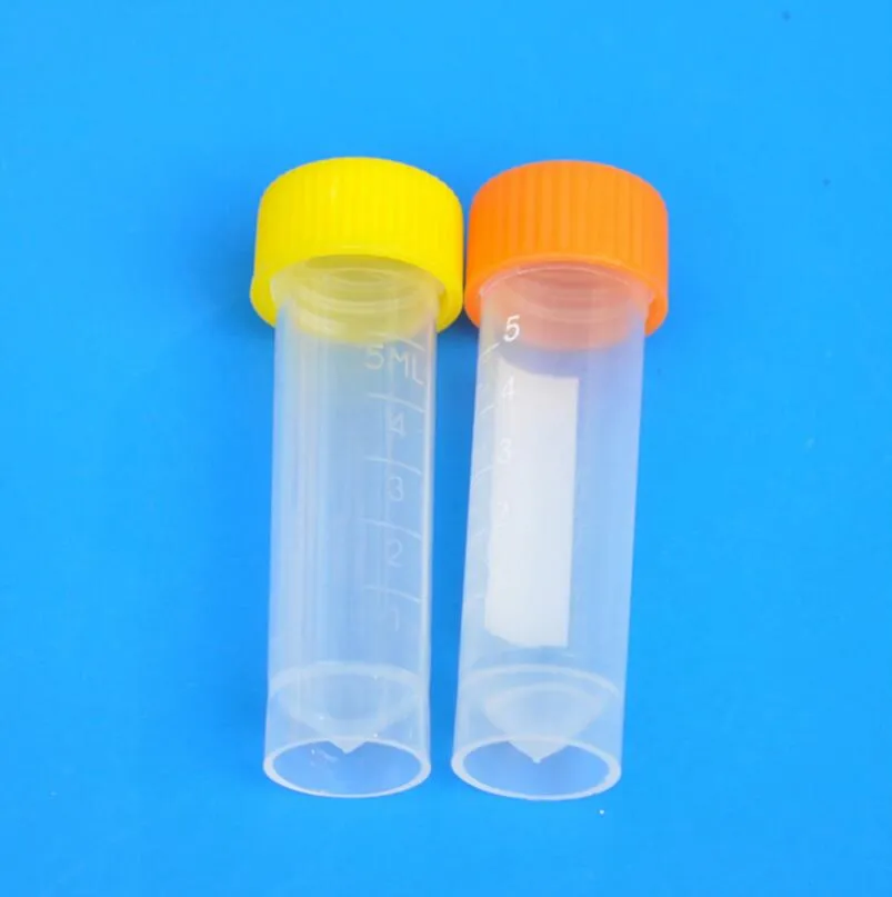 5 مل قوارير بلاستيكية مجمدة أنابيب اختبار حاوية حاوية مسحوق زجاجات برغي كاب للوازم الكيمياء LX1237