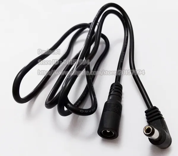 80 graus angulados DC 5.5x2.1mm masculino ao cabo de conector de extensão de plugue de potência fêmea para CCTV / Free DHL Shipping / 