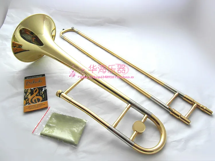 جودة عالية Tenor BB Tune Trombone B Flat Brass مطلية بالذهب الأداء المهنية الأدوات الموسيقية مع القضية