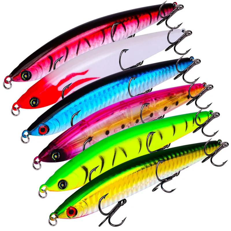 Crayon Réaliste Swimbaits ABS En Plastique Laser Leurre De Pêche 6 couleurs 20g 12 cm Vivid Lipless Artificielle Dur Appât avec 3 crochets