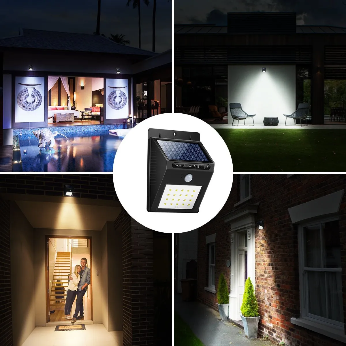 Smart Solar Lampor Solars Power 20 LED Vägglampa PIR Motion Sensor Utomhus Säkerhet Vattentät Trädgårdslampa Landskapsljus