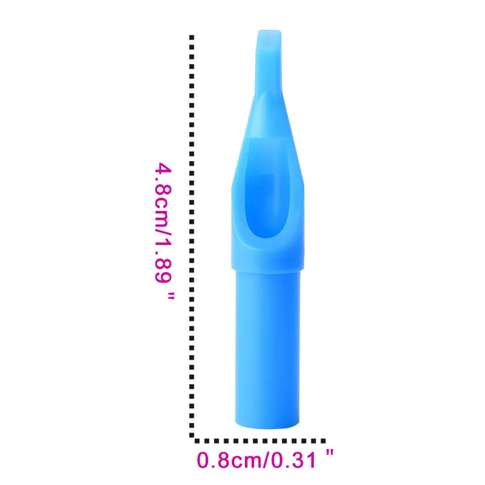 50 Stuks Wegwerp Tattoo Tips Blauw Steriele Nozzle Tip Plastic 13FT 5FT 7FT 9FT 11FT Voor Tattoo Permanente Make-Up naalden Tips