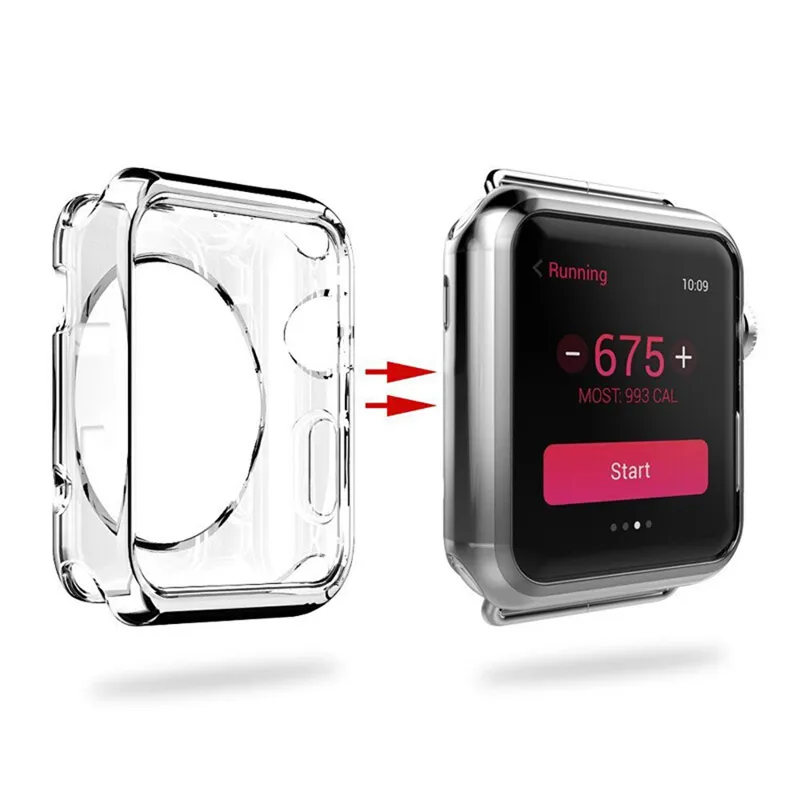 För Iwatch 4 Case 3D Touch Ultra Clear Soft TPU Cover Bumper Apple Watch Serie 4 3 2 Skärmskydd 38mm / 42mm / 40mm / 44mm För Apple Watch 4
