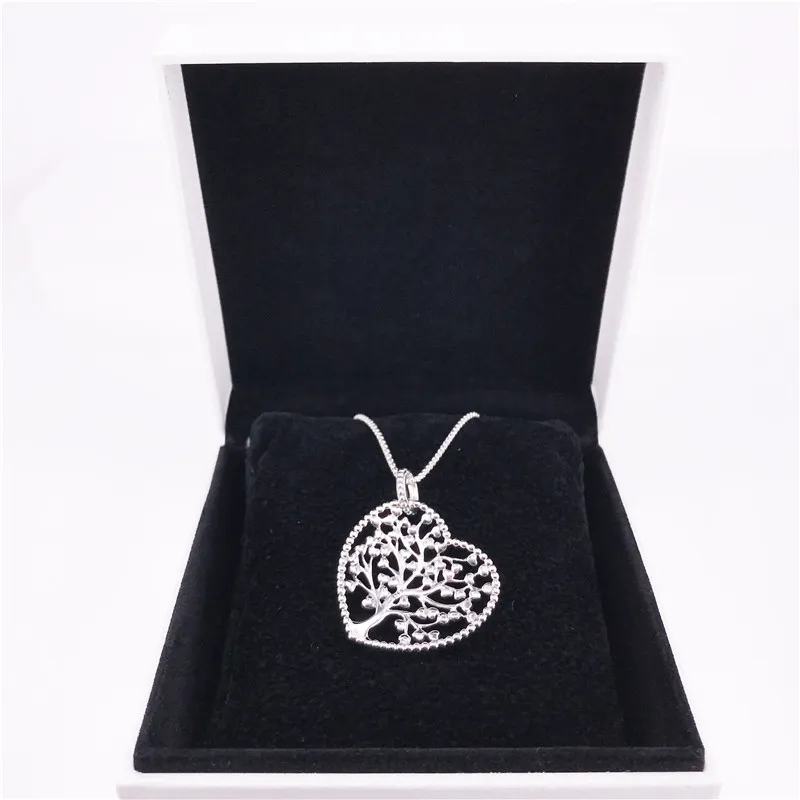 Collana dell'albero della collana di amore autentico 925 argento sterling con clear cubic zirconia fai da te gioielli pregiati neclklace 396582enmx collana