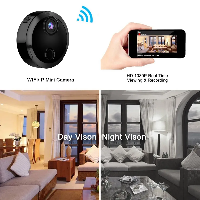 HDQ15 Smart Wi -Fi Mini Camera HD 1080p IP -сеть Camcorder 12 IR Night Vision Датчик обнаружения движения.