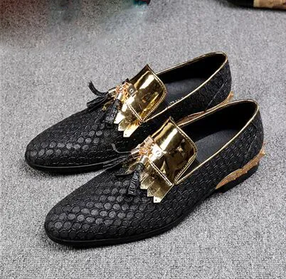 Premium Mens Dress Shoes: Braided Leather Black Spiked  display picture 1