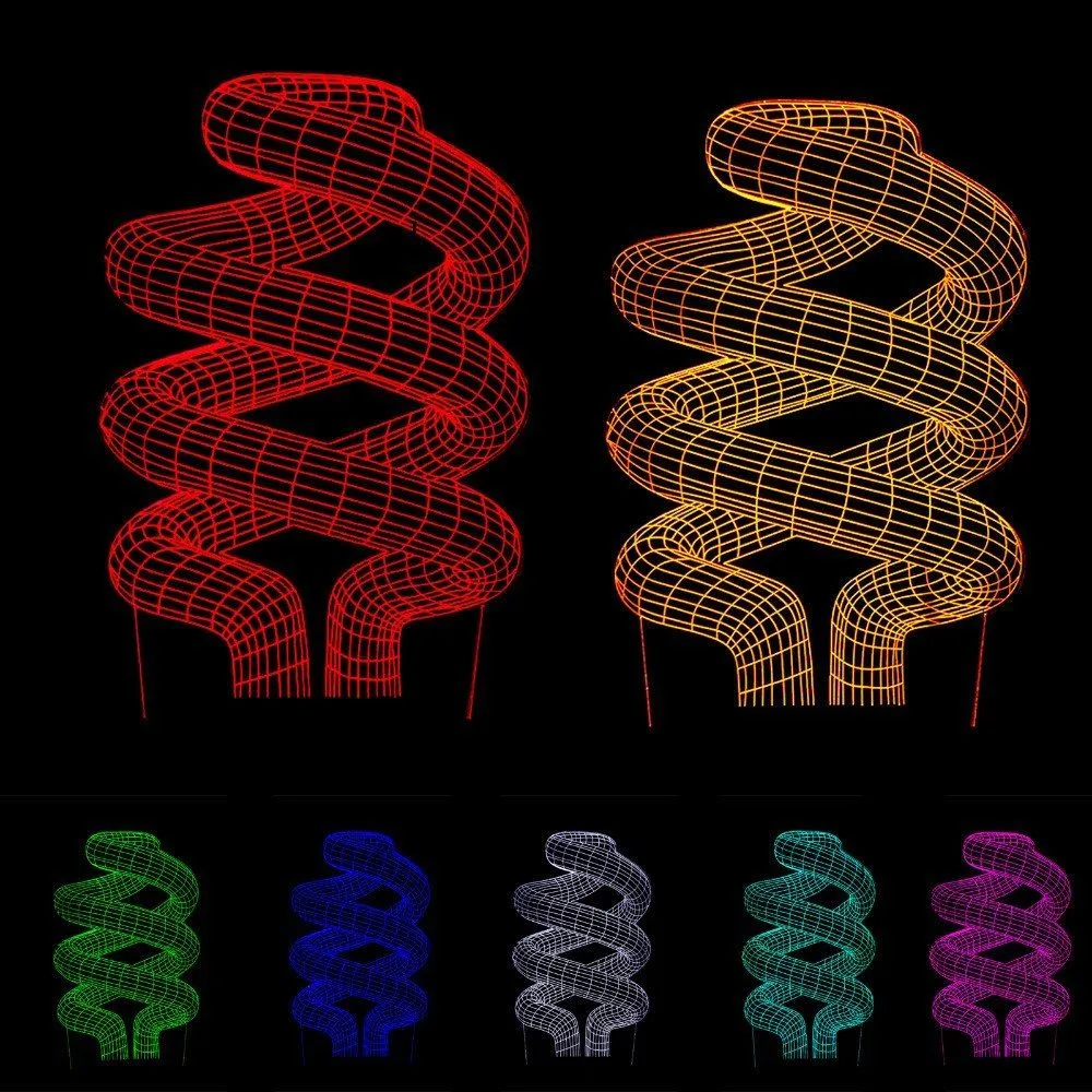 3D 크리 에이 티브 나선형 광학 환상 LED 테이블 밤 빛 USB 터치 데스크 램프 # T56