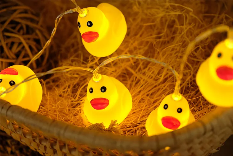 Mini Geel Duck Led String Licht Glow Indoor Outdoor Kerstmis Betrouwfeest Batterij LEDS Fairy Lights Warm Wit D2.5