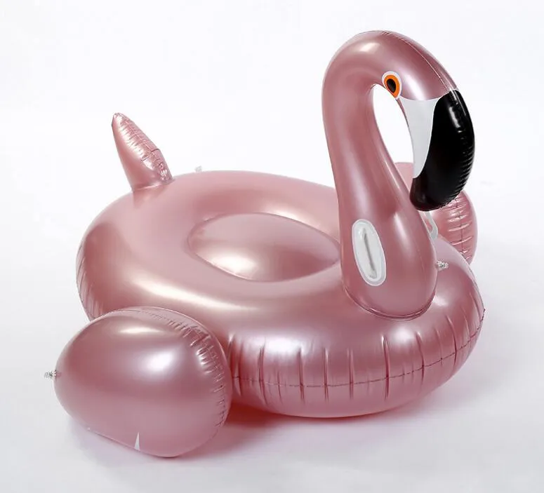 Rosa de Ouro Flamingo Inflável Tubo Flutuador Natação Jangada Adulto Piscina Gigante Flutuador Anel de Natação Verão Brinquedos Divertidos Piscina de Água