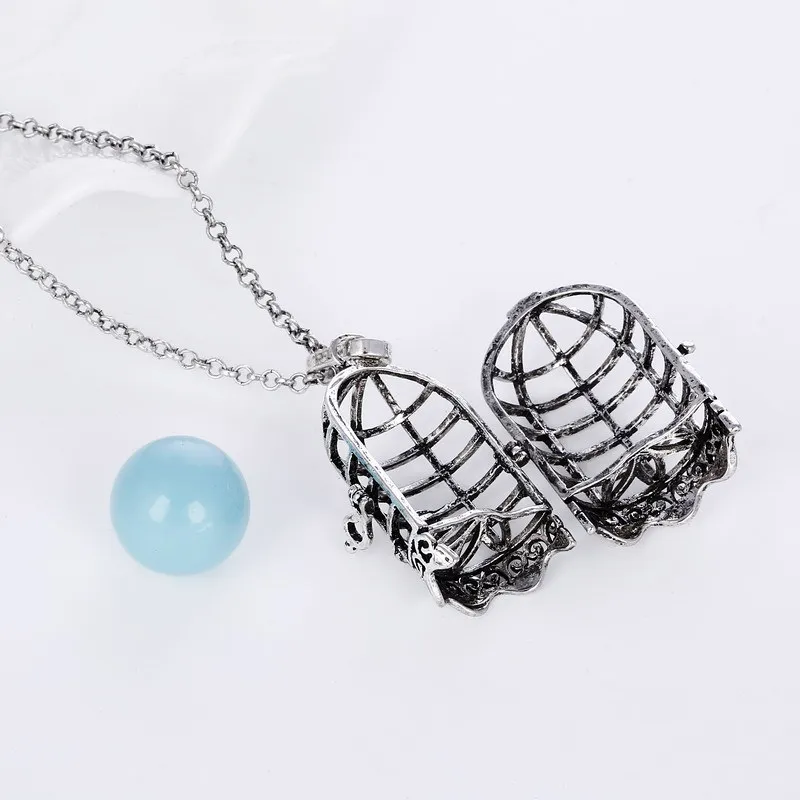 Birdcage shape pregnancy Pendant Necklace Mexican Bola essential oil diffuser necklaces aromatherapy jewelry with Sound ball bell Lockets