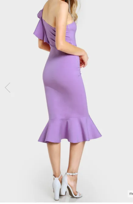 Vestido de fiesta de verano con cola de pez con abertura, color burdeos, un hombro, vestidos por debajo de la rodilla sexis con volantes, elegante vestido imperio para discoteca