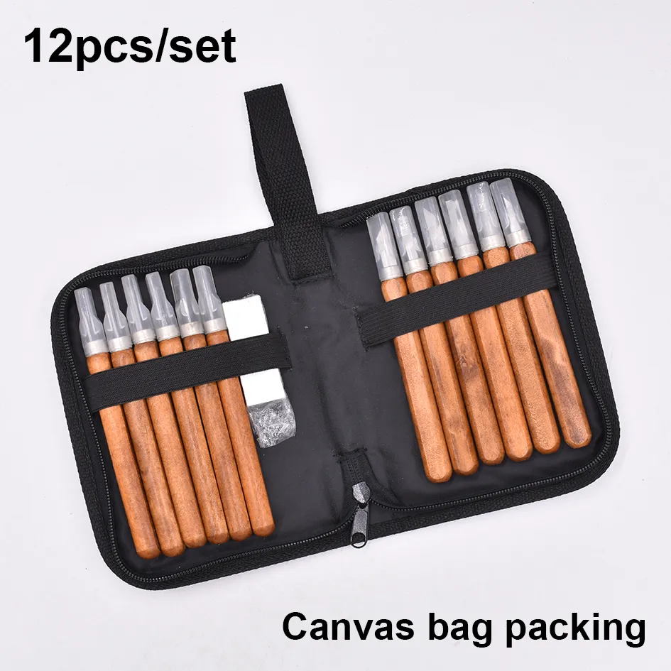 12 in 1 Oyma Bıçak Graver Carver Plastik paketi veya Tuval çantası Ambalaj 12 adet set Ahşap Oyma Araçları