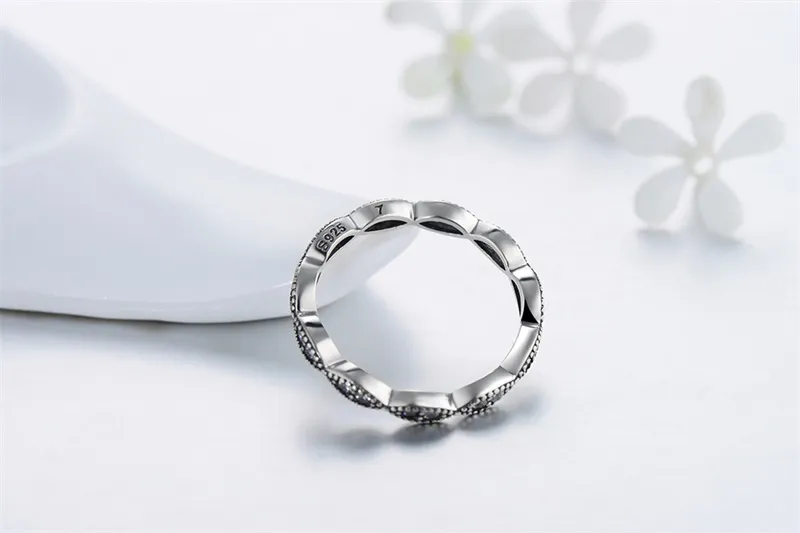 YHAMNI 100% 925 Sterling Zilveren Ringen Luxe Volledige Cirkel CZ Diamond Finger Ringen voor Dames Sieraden Accessoires Gift XJZ208