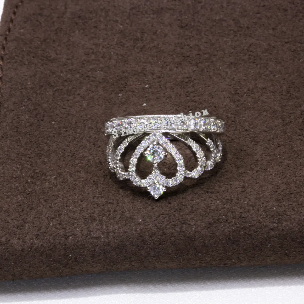 Marke Design Frauen Krone ring 925 sterling Silber 5A zirkon cz Weibliche Engagement Hochzeit Finger band Ringe für frauen