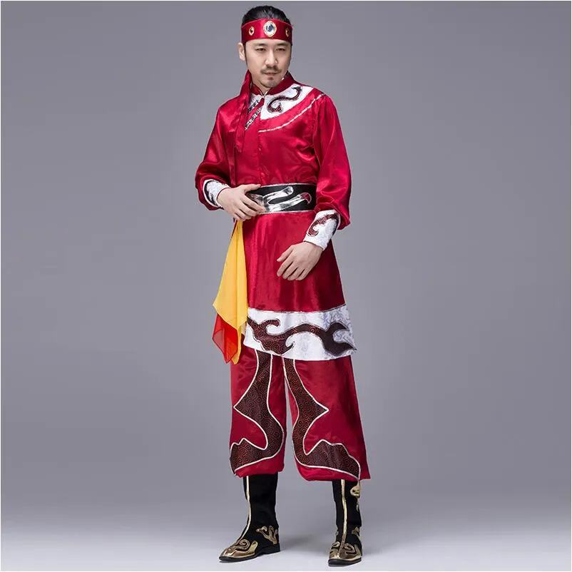 Danza popolare cinese da uomo in stile mongolo, costumi di danza maschile, festival di primavera, spettacoli teatrali, indossare abiti nazionali, costumi di carnevale
