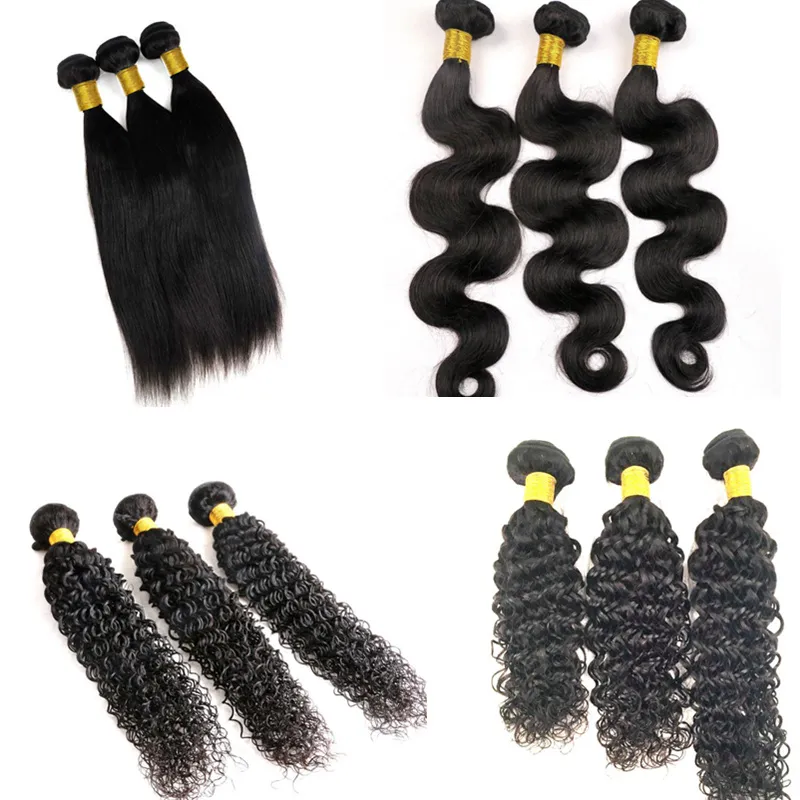 Virgin Brazilian Hair Bundles Human Hair Weaves Wefts Unprocessed Peruvian Indian Mongolian Weaving Mink Human Hair Extensions