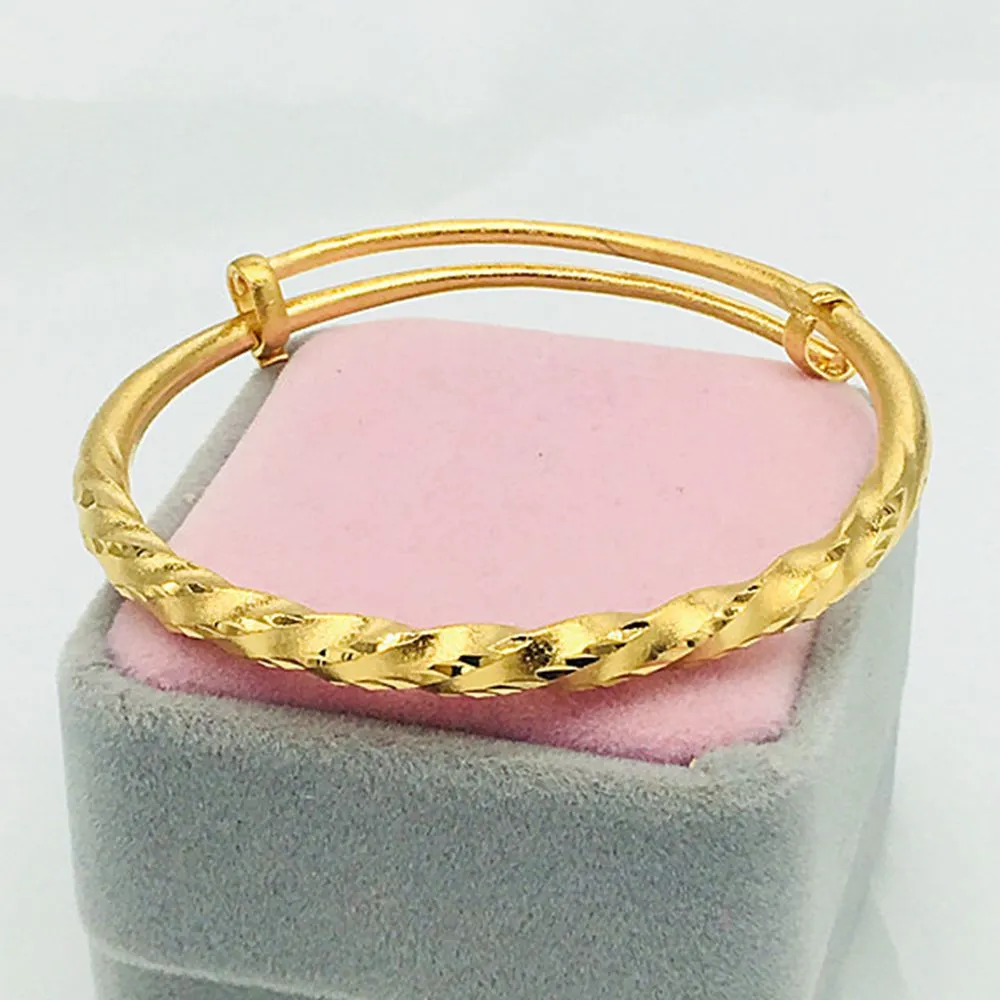 Twisted Wire Bangle Bracelet: 18k Gold Filled Adjustable Bangle