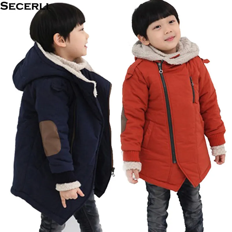 2018 Kids Boy Winter Coat Long Sleeve Hooded Children Boy Jacket Parkas 3 6 8 10 12Years Patchwork Fashion Teenage Kids Clothes