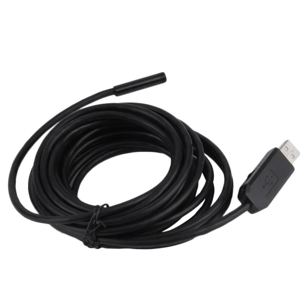 Freeshipping IP67 Waterproof 5m USB Endoscope Inspection Camera 6 White LEDs 1/9 CMOS 7mm Lens Borescope Snake Tube Camera with P2P