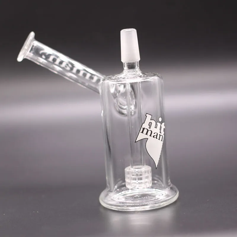 Novo Real Image Hitman Mini Glass Bongs plataformas de petróleo Gaiola em linha perc Cachimbo para fumar Dab Rigs Cachimbos de água Bong com junta macho de 14 mm