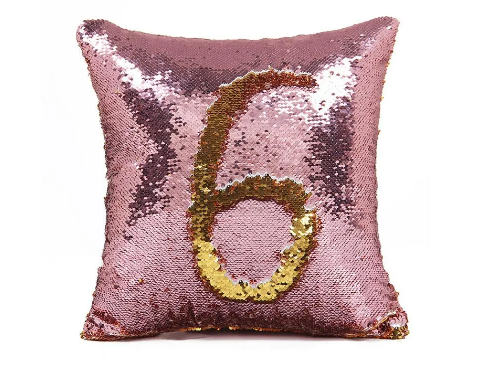 DIY Mermaid Sequin Cushion Cover Pillowcase Magisk färg Ändra Reversibel Heminredning Bil Soffa Pillow Case 40x40cm