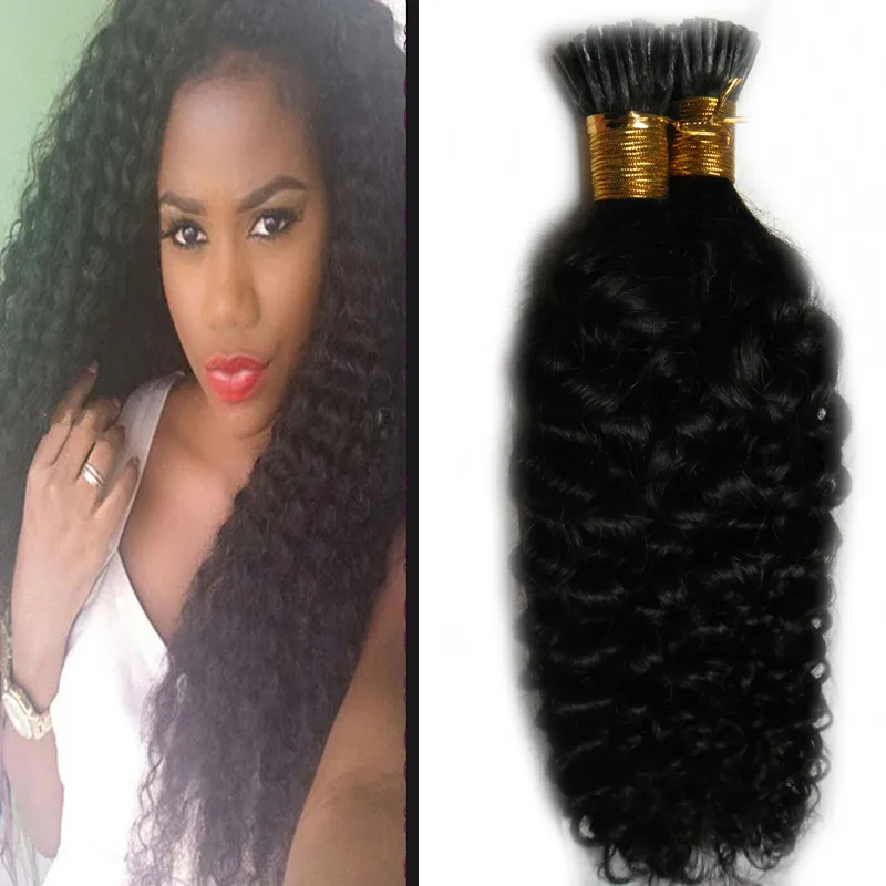 I IP Extensions Extensions 100G AFRO Kinky вьющиеся волосы наращивания волос 100s предварительно связанные кератиновые палочки