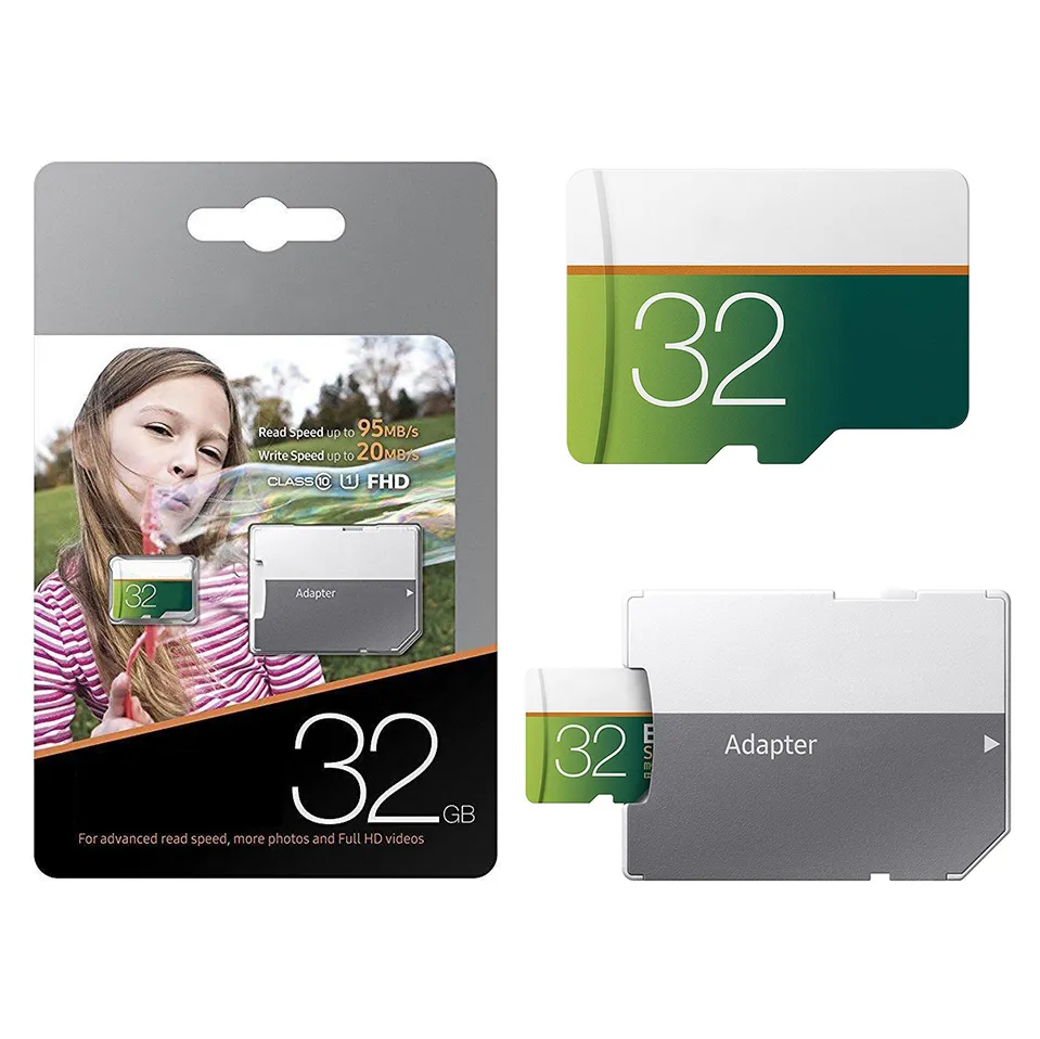 سعة حقيقية 32GB 16GB EVO حدد UHS-I Trans Flash TF Card Class 10 U1 بطاقة الذاكرة مع محول أسرع