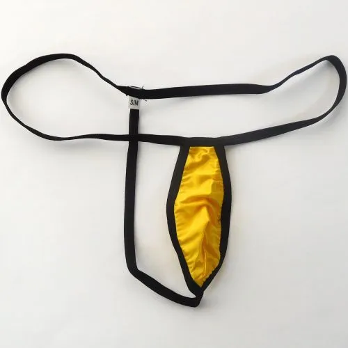 String Thong FUN Tiny Pouch Cannot Covered Shiny Satin Knit G2039 Shiny Underwear