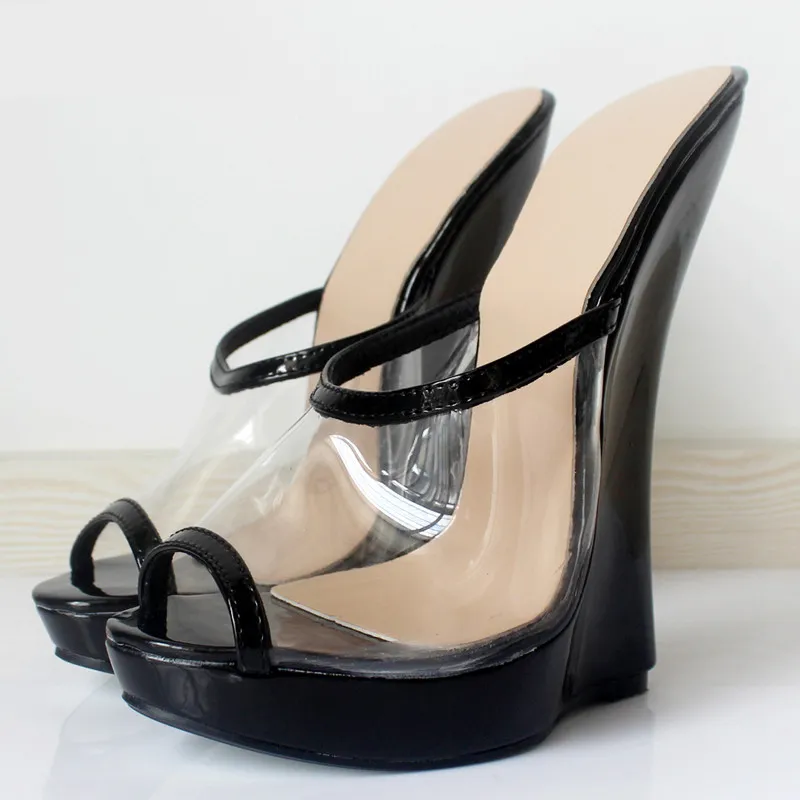 18CM Altezza tacco Sexy Peep Toe Wedgd Heel Platform Scarpe da festa tacchi taglia US 5.5-14.5 No.MT1804