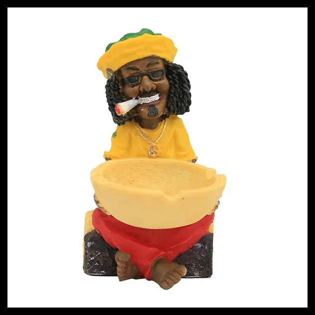 Rasta cor jamaicana Homem segurando as cinzas de cigarro de resina cinzas de cinzas de cinzas de cinzas de bandeja de bandeja decoração de decoração de arte decoração de casa BA2642417