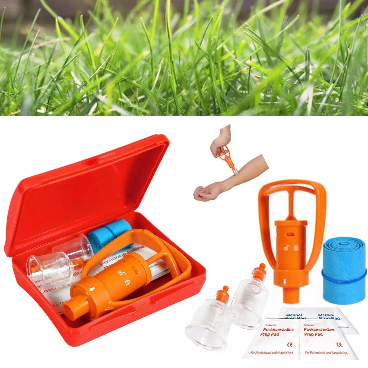 2 set Venom Extractor Pump Kit di primo soccorso per la sicurezza Attrezzo di sopravvivenza per morso di serpente d'emergenza Custodia in plastica SOS