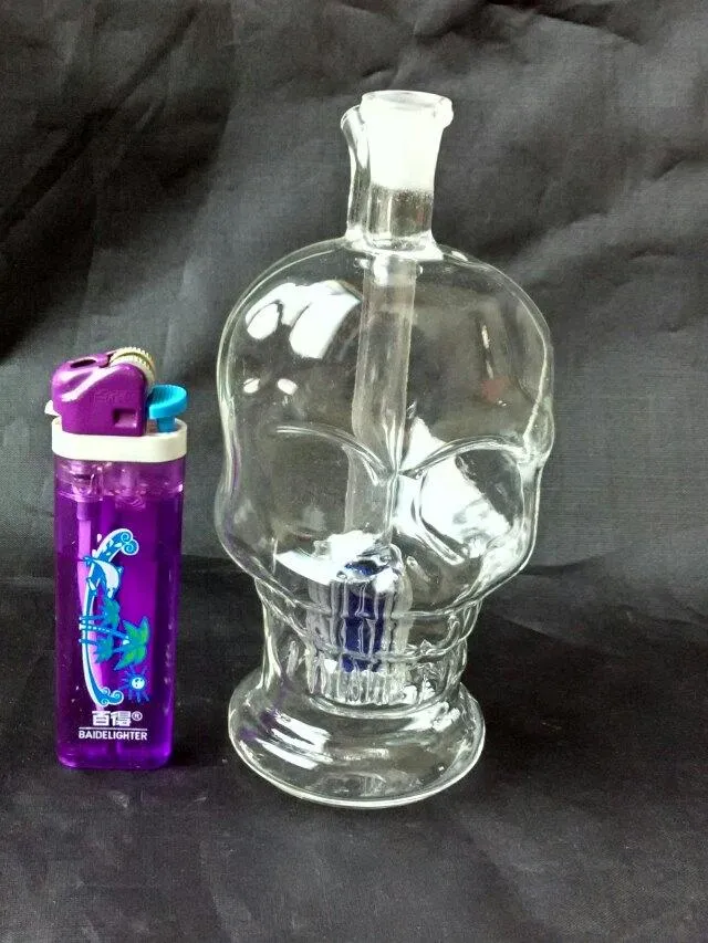 Transparent Skull Benokah, Partihandel Glas Bongs Tillbehör, Glas Vattenrör Rökning