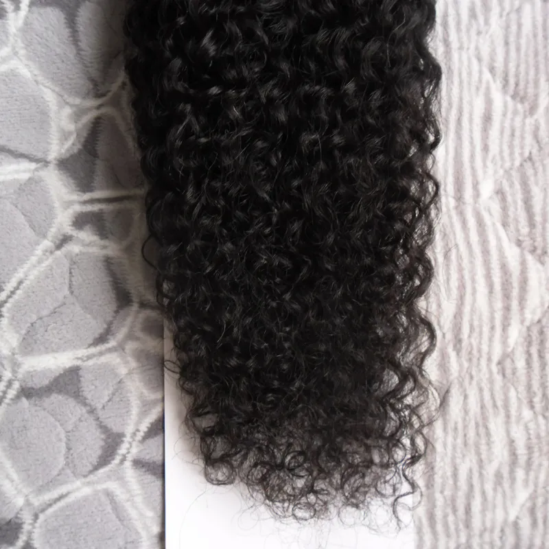 Naturalny kolor Afro Kinky Kręcone włosy 100g Ludzkie Pre Bonded Fusion Hair I Wskazówka Keratyna Dwuosobowy Remy Hair Extension