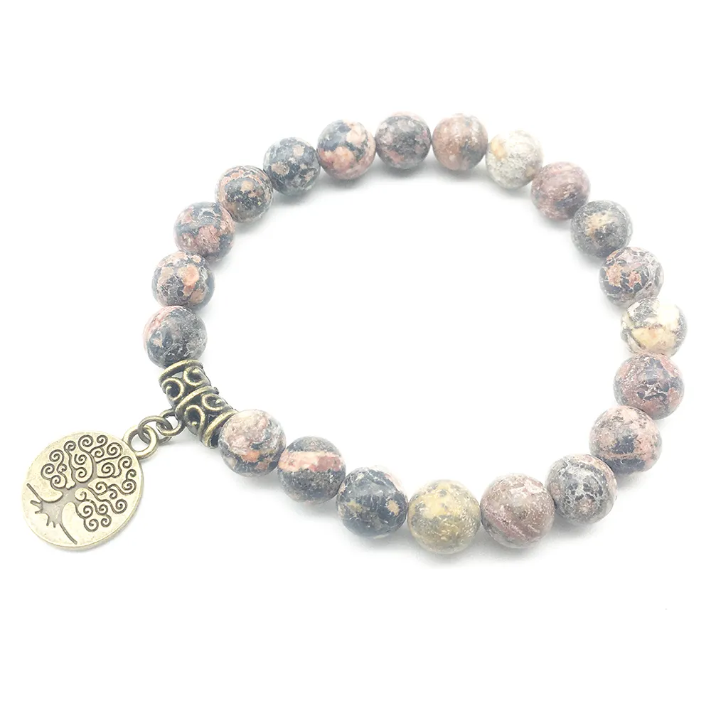 SN1305 Designer 2018 Bracelet pour hommes offre spéciale Bracelet en peau de léopard Bronze arbre de vie bijoux livraison gratuite