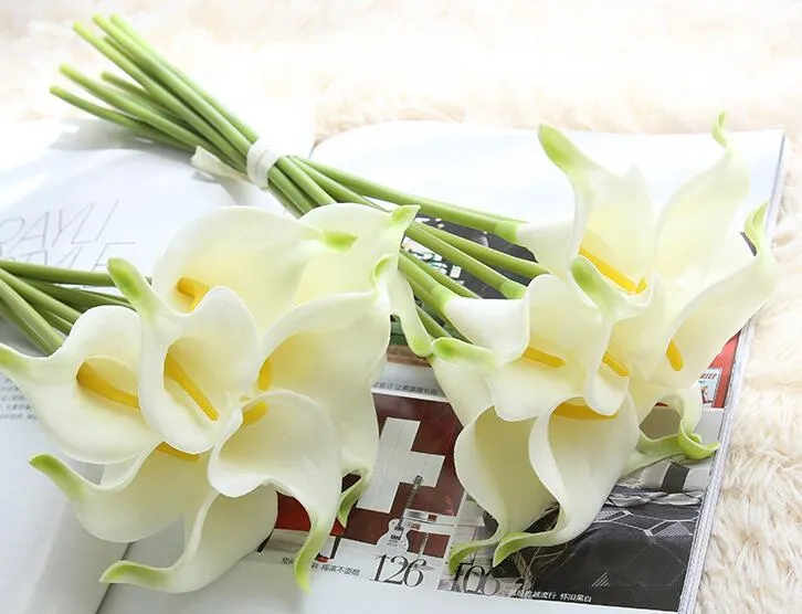 Simulation haut de gamme sentir pu mini calla lily fleurs artificielles décoration de la maison mariage fleur décoration GA71