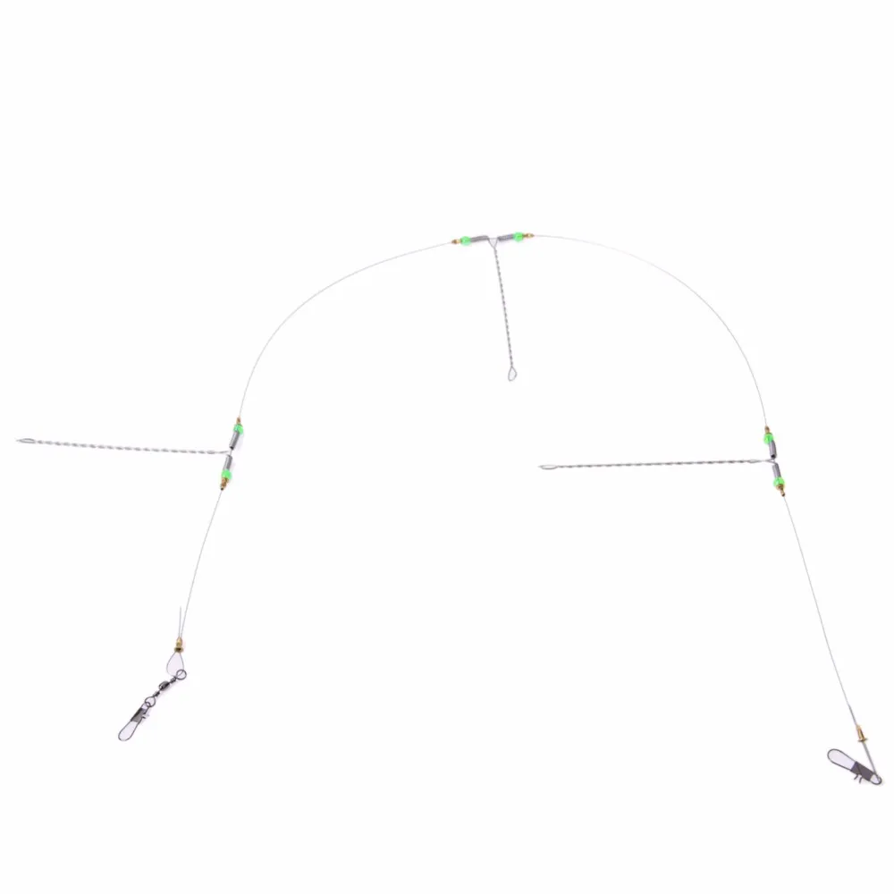 5pc/set 6 Swivel String Fishing Hook Anti-Winding Practical Steel Sea Rigs Wire Leader Fishing Tackle Tool