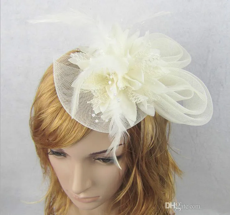 European Style Veil Feather Women Hair Accessories Fascinator Hat Cocktail Party Wedding Headpiece Court Headwear Lady HJIA362