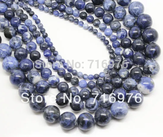 8mm wholesale Natural Stone Beads Old Blue Sodalite Round Loose Beads For Jewelry Making 15.5inch Pick Size 4 6 8 10 12mm