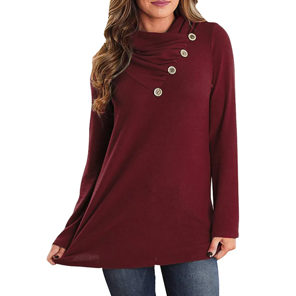 Winter Blouse Women Ladies Tops And Blouses Button Long Sleeve