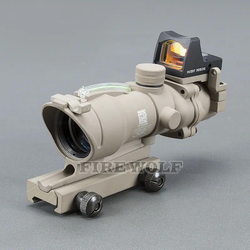 Trijicon ACOG 4X32 Tan Tactical Real Fiber Optic Green Illuminated Black Red Dot Sight Hunting Riflescope