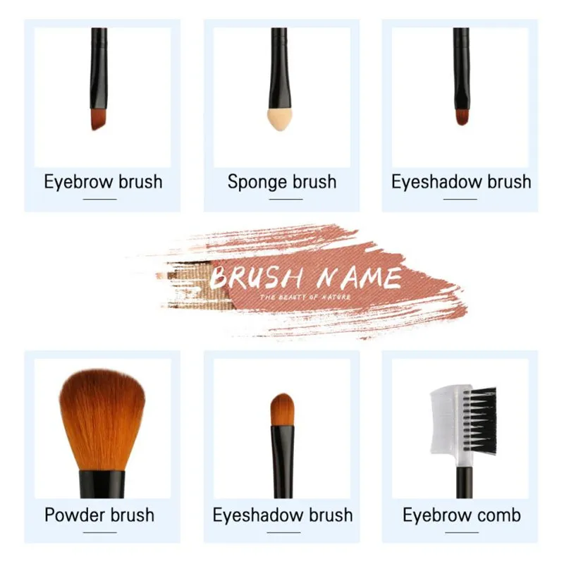 6 sztuk / zestaw 2018 Nowy Styl Makijaż Szczotki Zestaw Profesjonalne Makijaż Szczotki Eyeshadow Brwi Powder Foundation Makeup Brush Pędzel