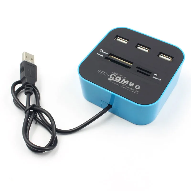 Micro USB Hub 2.0, 3 Ports + lecteur de carte SD TF, Combo USB haute vitesse, séparateur USB tout-en-un pour ordinateur portable et de bureau