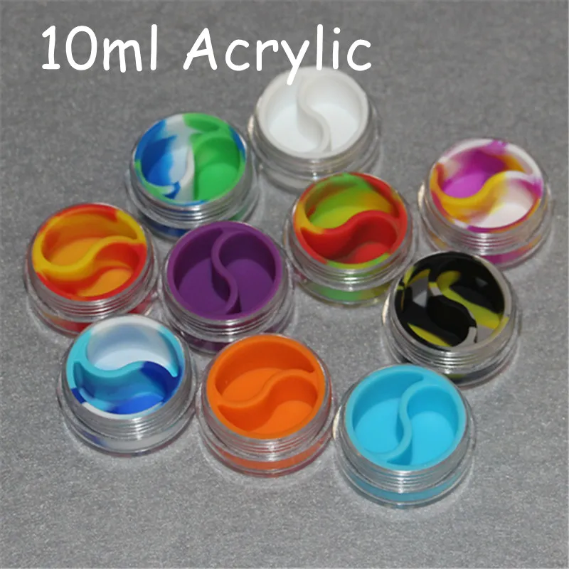 wholesale 3 ml 5 ml 10 ml contenants de cire acrylique pot de silicone dab contenants de cire pot de silicone dab contenants d'huile de verre