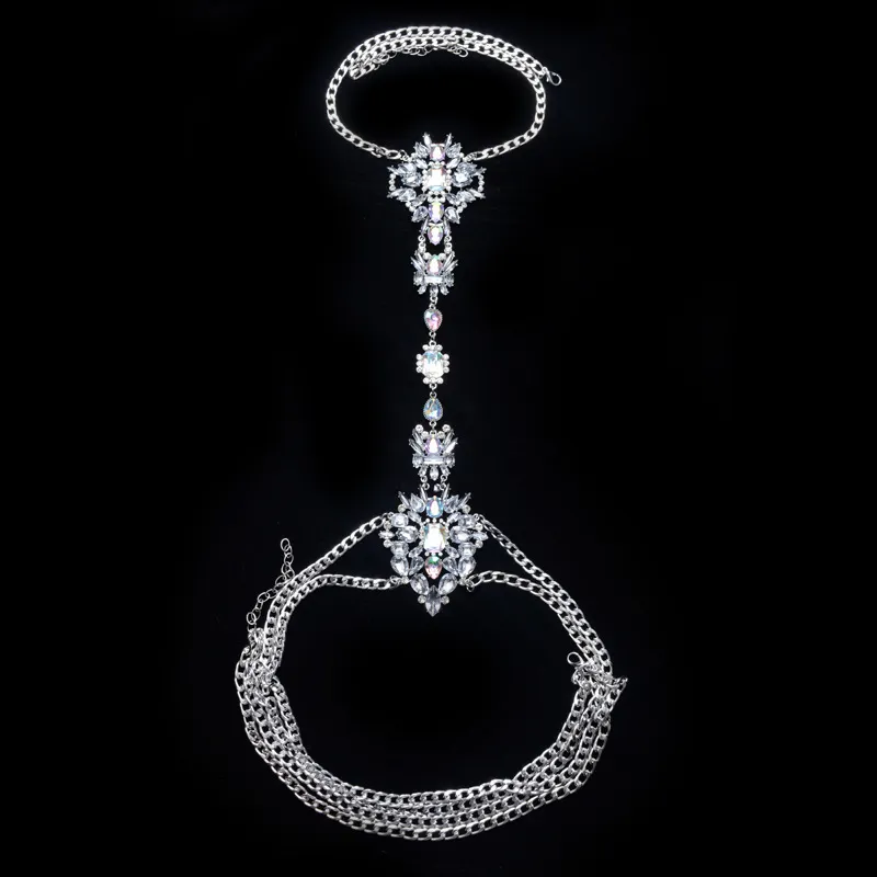 Luxurious Crystal Adorned Bridal Jewelry Body Chain Jewerly European Fashion Ladies Waist Accessories Chain Female Jewelry2879313