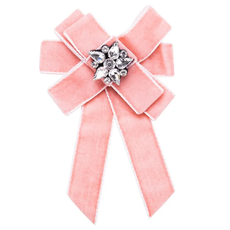 Nieuwe vrouw broches pin lint kleine strik schild steentjes shirts corsage kraag strikje kristal mode-sieraden geschenken