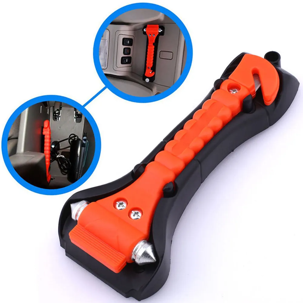 Hot Sale 2 i 1 bilsäkerhetshammare Säkerhetsbälte Cutter Emergency Hammer + Bracket Gratis frakt