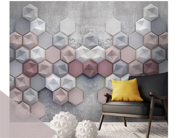 Oturma Odası 3D Duvar Kağıdı Geometrisi Özet Murallar Modern Kanepe TV arka plan duvar dekor duvar kağıtları Po Mural97594046393780
