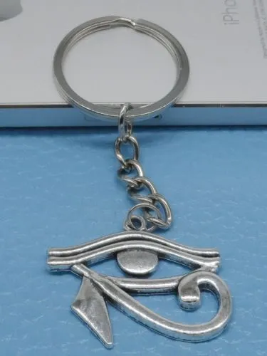 Fashion 20pcs Metal Silver Plated Rah Egypt Eye Of Horus Egyptian charms Key Ring Keychain Jewelry