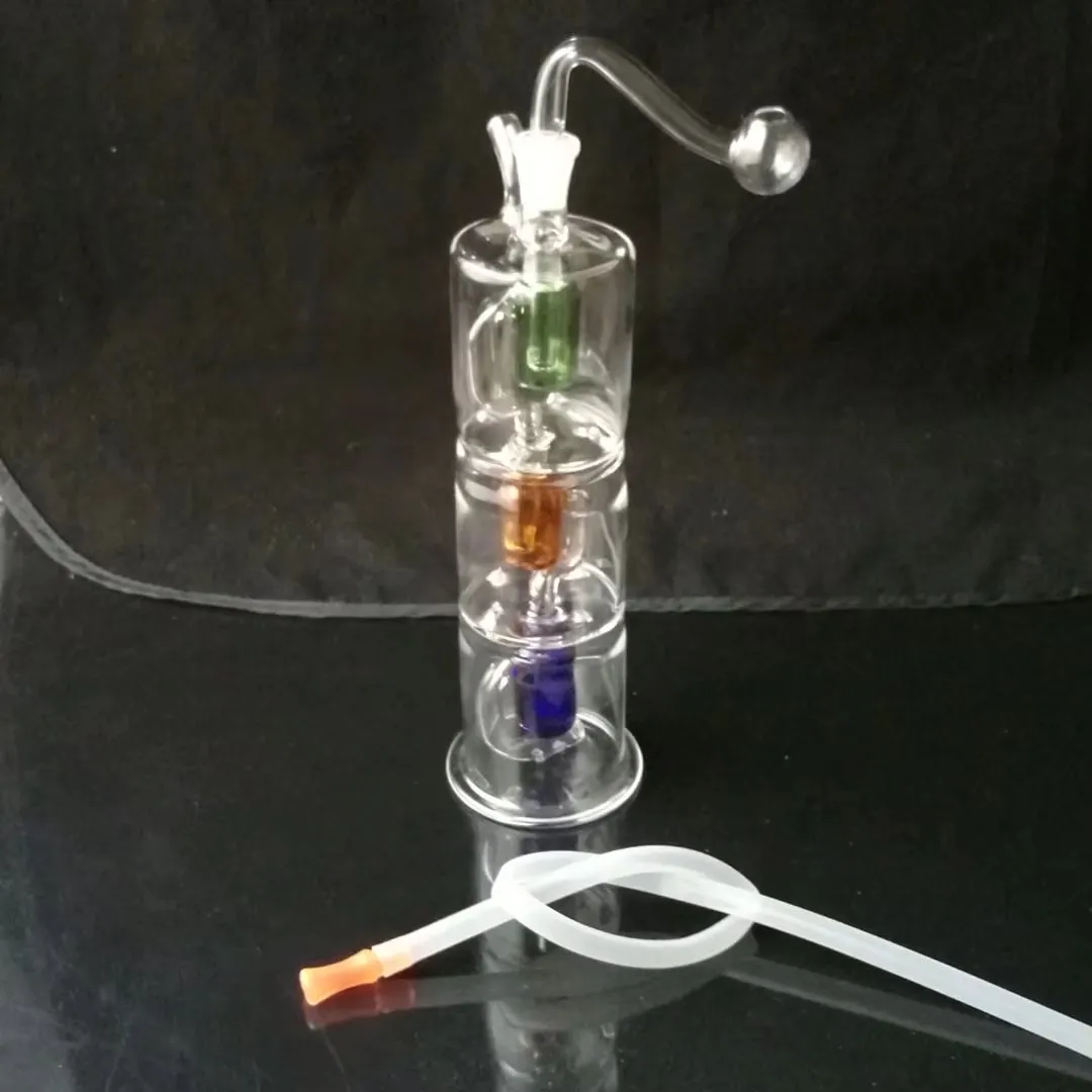 Three layer baffle filter water bottle Wholesale Glass bongs Oil Burner Glass Water Pipes Oil Rigs Smoking Rigs